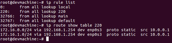 Linux policy based routing