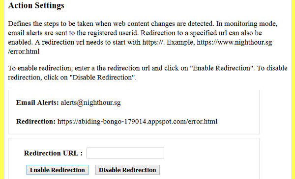 Configure Actions Page