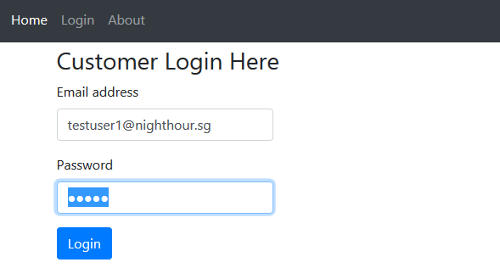 Customer Login Page